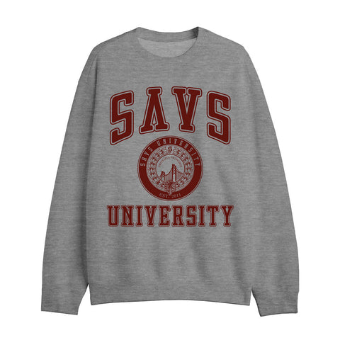 SAVS UNIVERSITY CREWNECK - DARK HEATHER GREY/ BURGUNDY