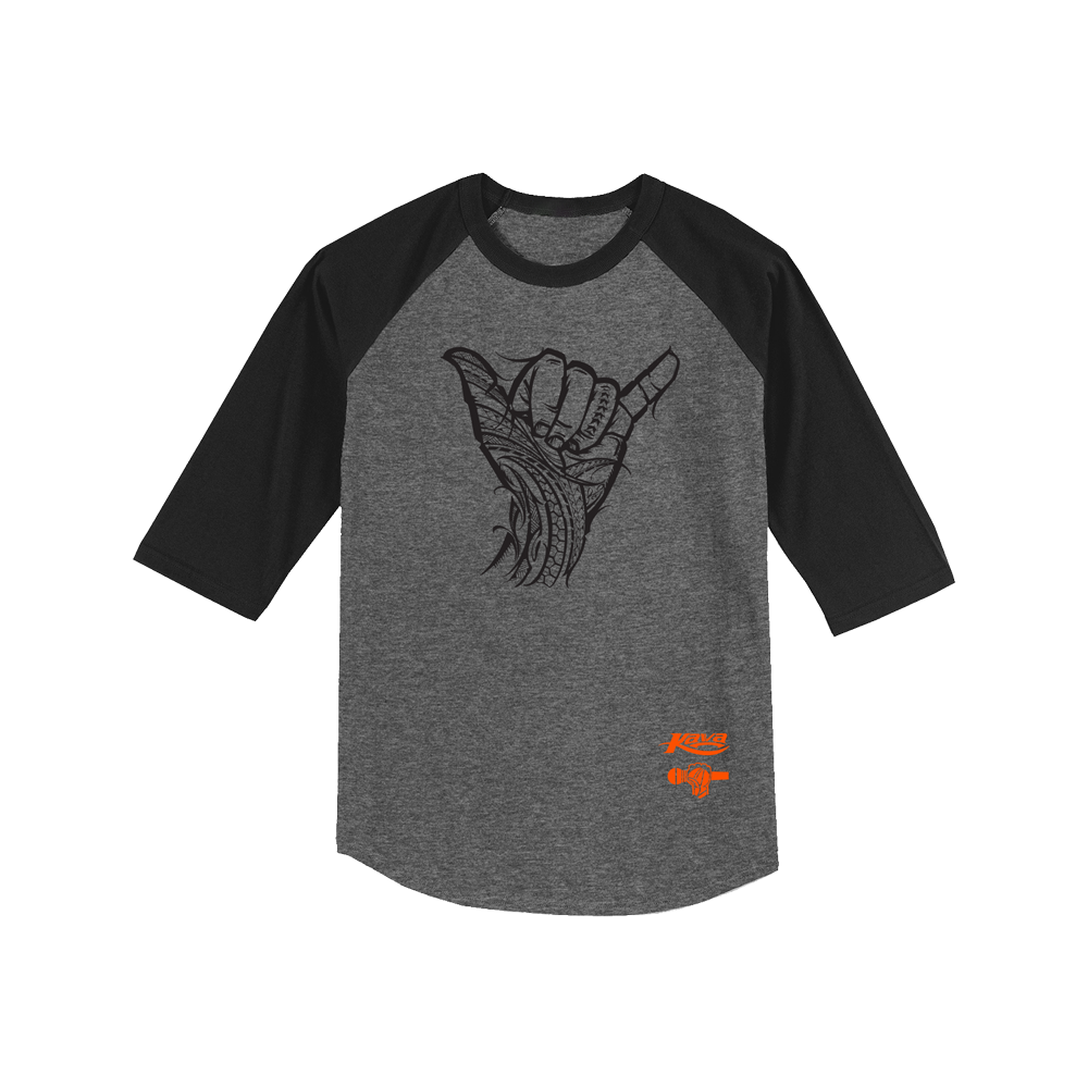 KAVA x BIGBODYCISCO "SHAKA" RAGLAN SHIRT - BLACK/GREY