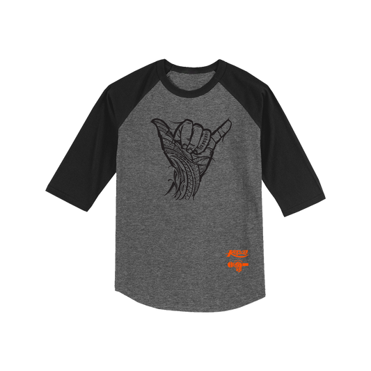 KAVA x BIGBODYCISCO "SHAKA" RAGLAN SHIRT - BLACK/GREY