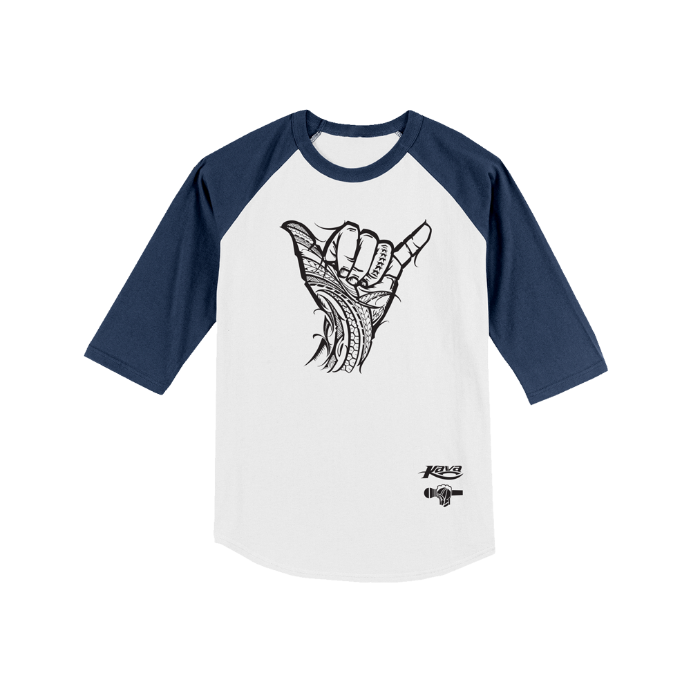 KAVA x BIGBODYCISCO "SHAKA" RAGLAN SHIRT - NAVY/WHITE