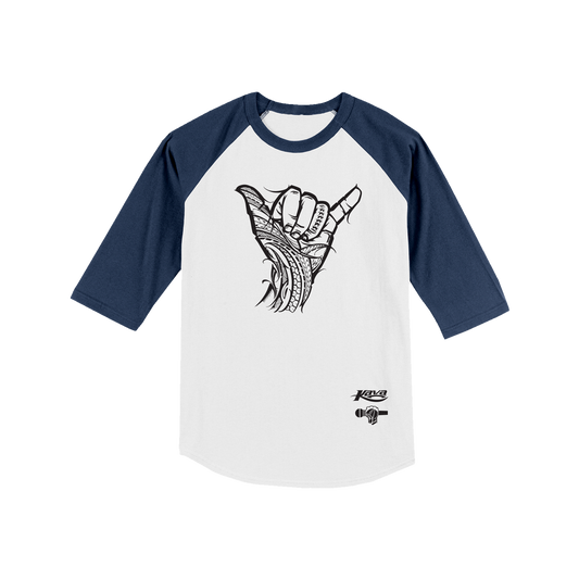 KAVA x BIGBODYCISCO "SHAKA" RAGLAN SHIRT - NAVY/WHITE