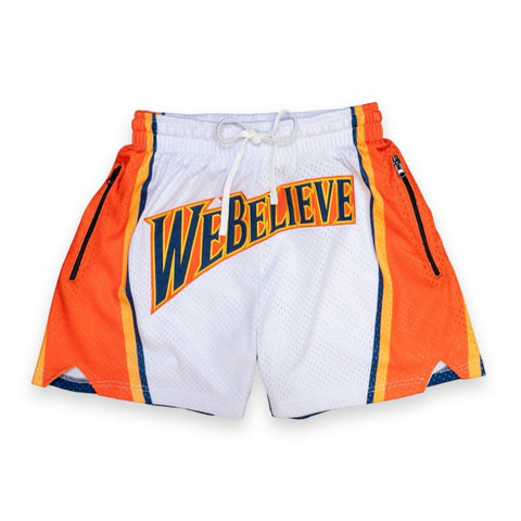 "WE BELIEVE" MEN'S HOOP SHORTS - WHITE