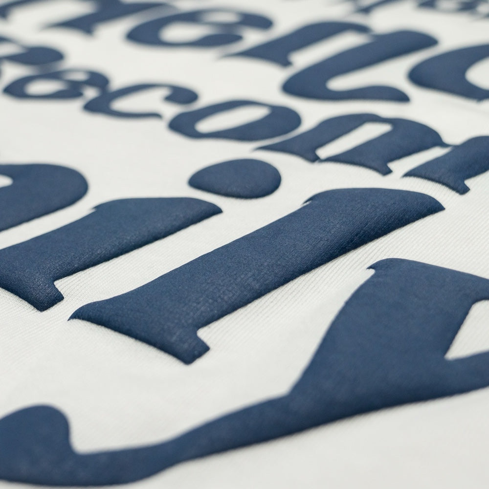 YFK x SAVS FRIENDS & FAMILY PREMIUM TSHIRT - WHITE/NAVY